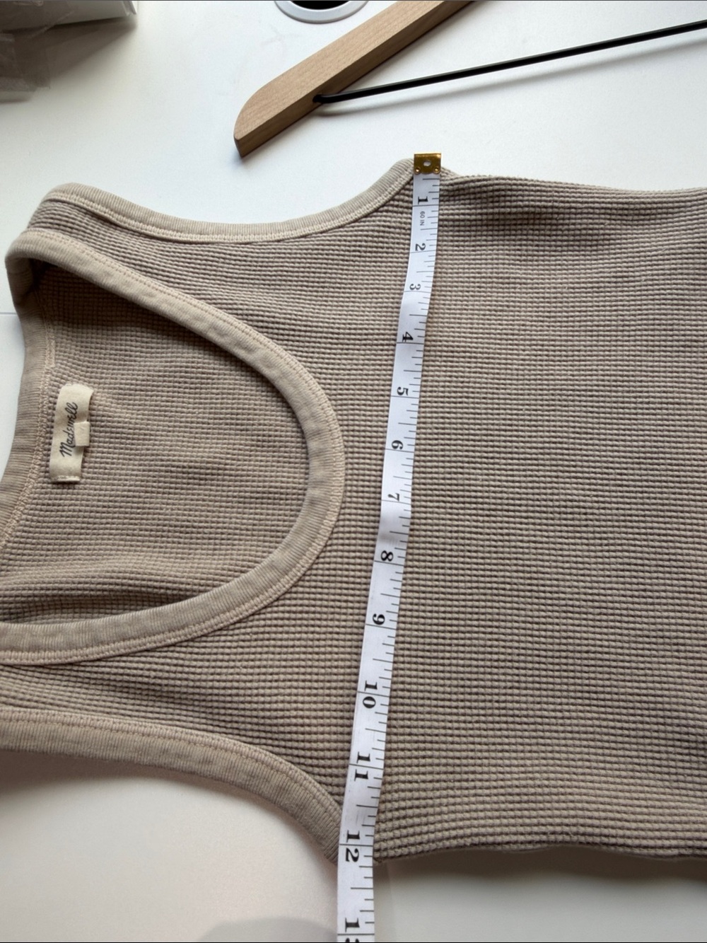 Madewell Neutral Waffle Knit Tank Top — Light Beige XXS - Picture 6 of 7